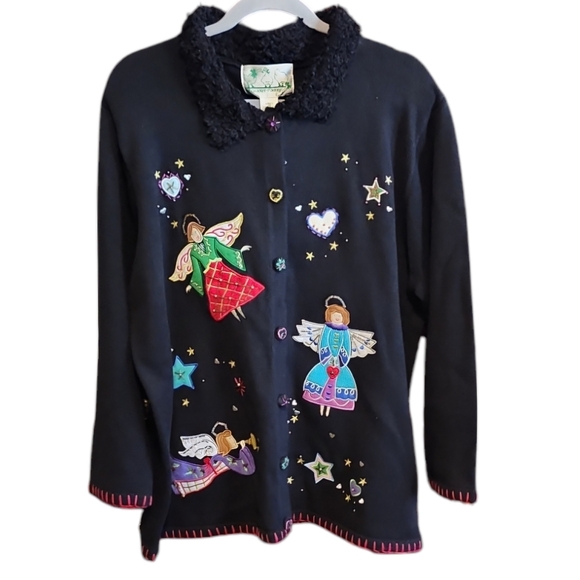 NWT Quacker Factory Plus Size Women's Christmas Embroidered Sweater Size 1X - Picture 2 of 9